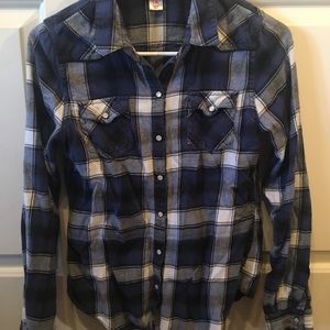 Long sleeved juniors blue flannel
